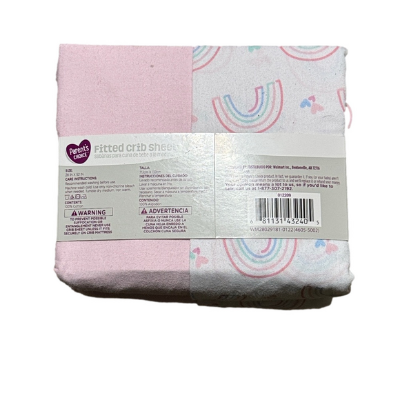 Parents Choice Fitted Crib Sheets Rainbow Pink Set of 2 Sheets - Picture 2 of 5